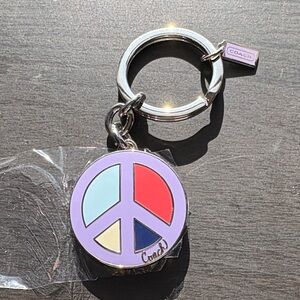 Coach Locket Multicolor Peace Sign Keychain